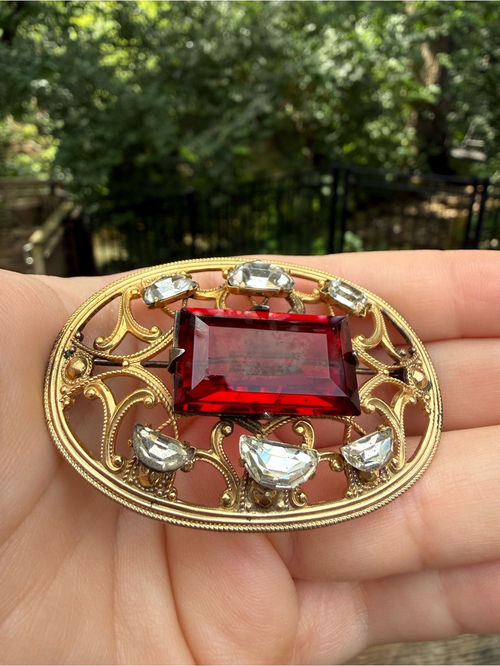 Art Nouveau Rhinestone Pin